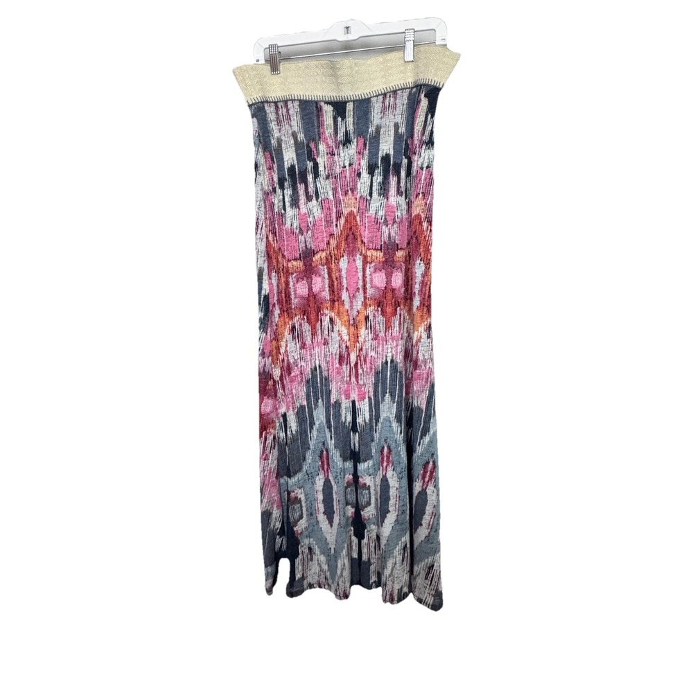 Anthropologie Vanessa Virginia Boho Ikat Maxi‎ Skirt Smocked Waist Size S Lined - Picture 6 of 15